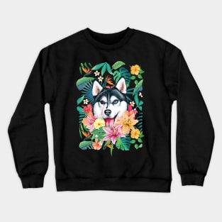 Tropical Siberian Husky 5 Crewneck Sweatshirt